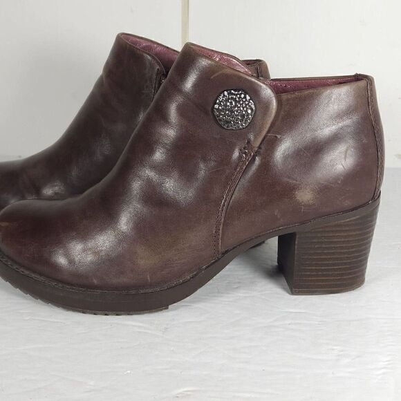 DANSKO Women's Amelia US 7-7,5 EU 38 Brown Leather Zip Block Heel Ankle Boots - Picture 2 of 14